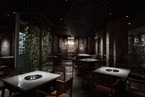 火锅店装饰案例图,火锅店装饰布局图