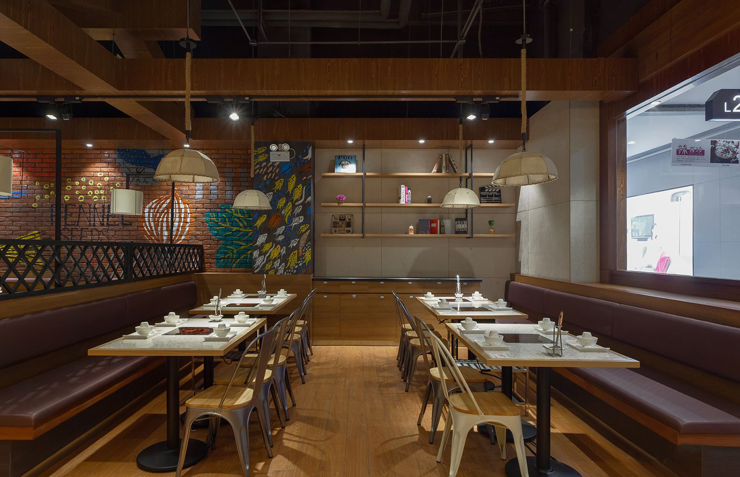 火锅店店面空间设计平面图,火锅店店面空间设计效果图