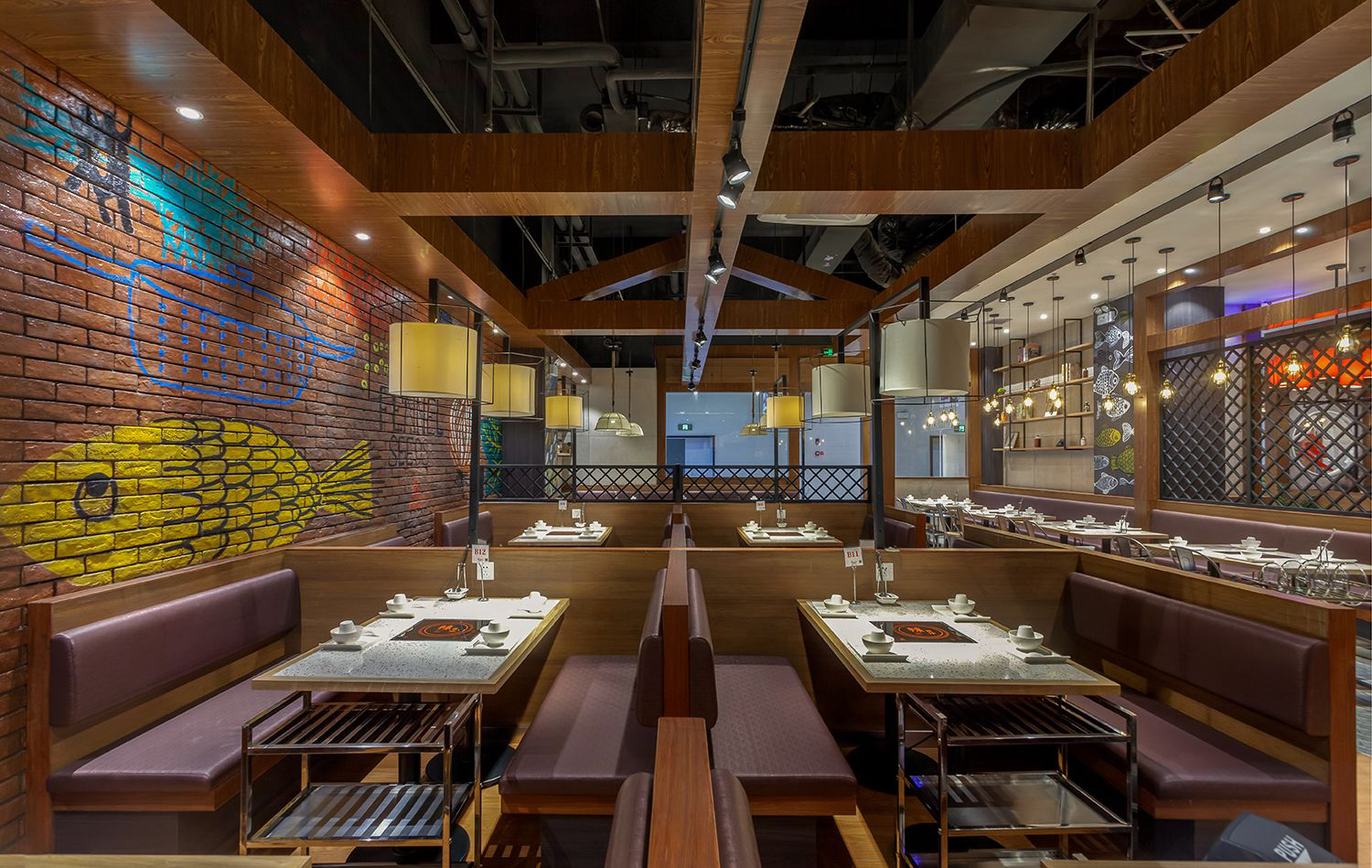 火锅店店面空间设计效果图,火锅店店面空间设计实景图