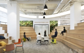 工业风办公室休息区设计效果图,工业风办公室装修设计效果图