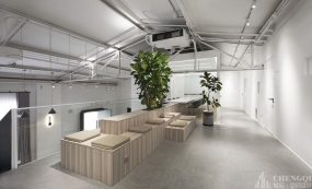 工业风办公室休闲区设计效果图,办公室活动区装修设计效果图