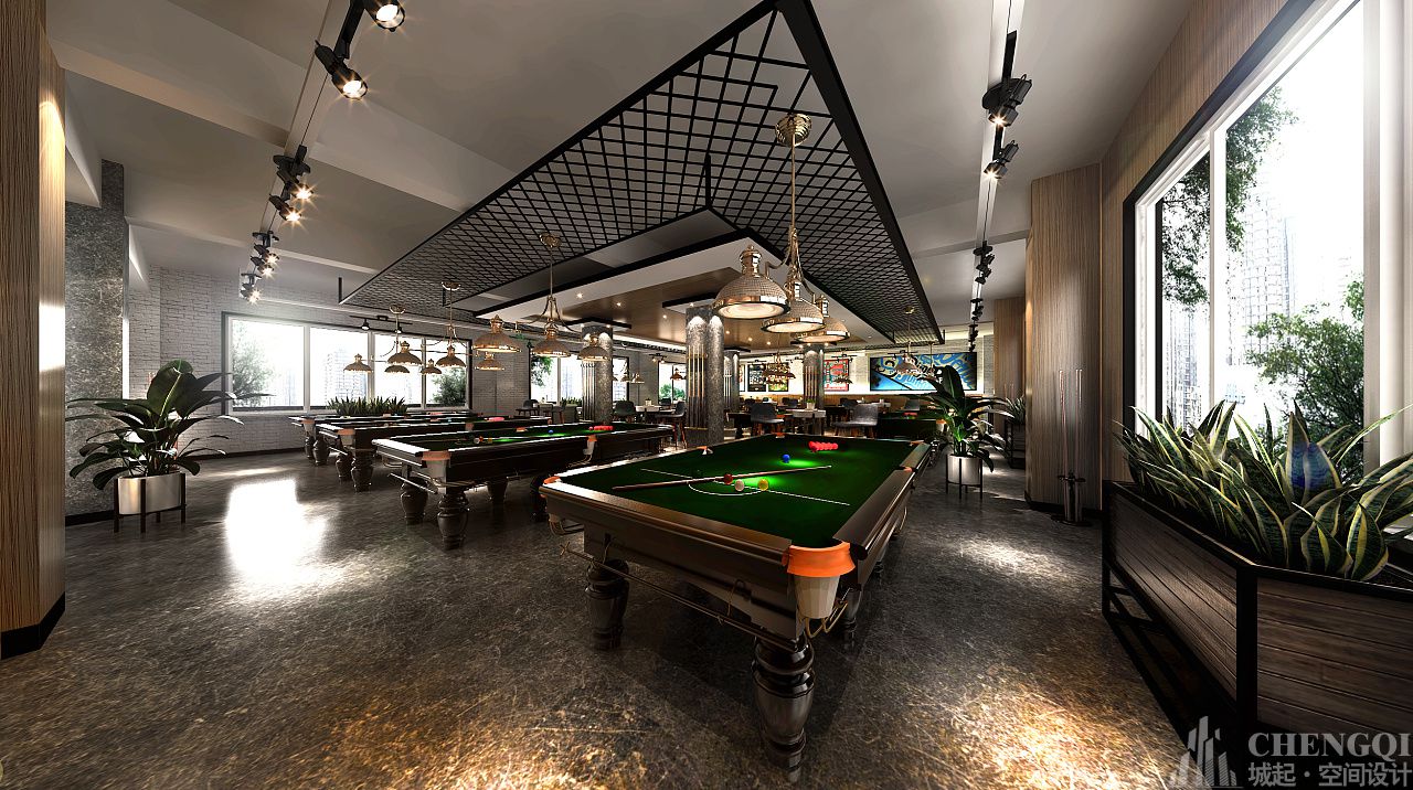 台球俱乐部空间设计案例图,台球俱乐部空间设计效果图