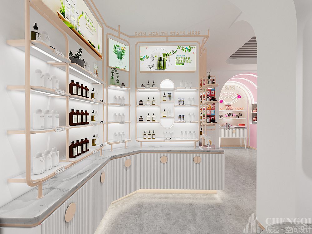 化妆品店设计效果图,化妆品店设计布局图