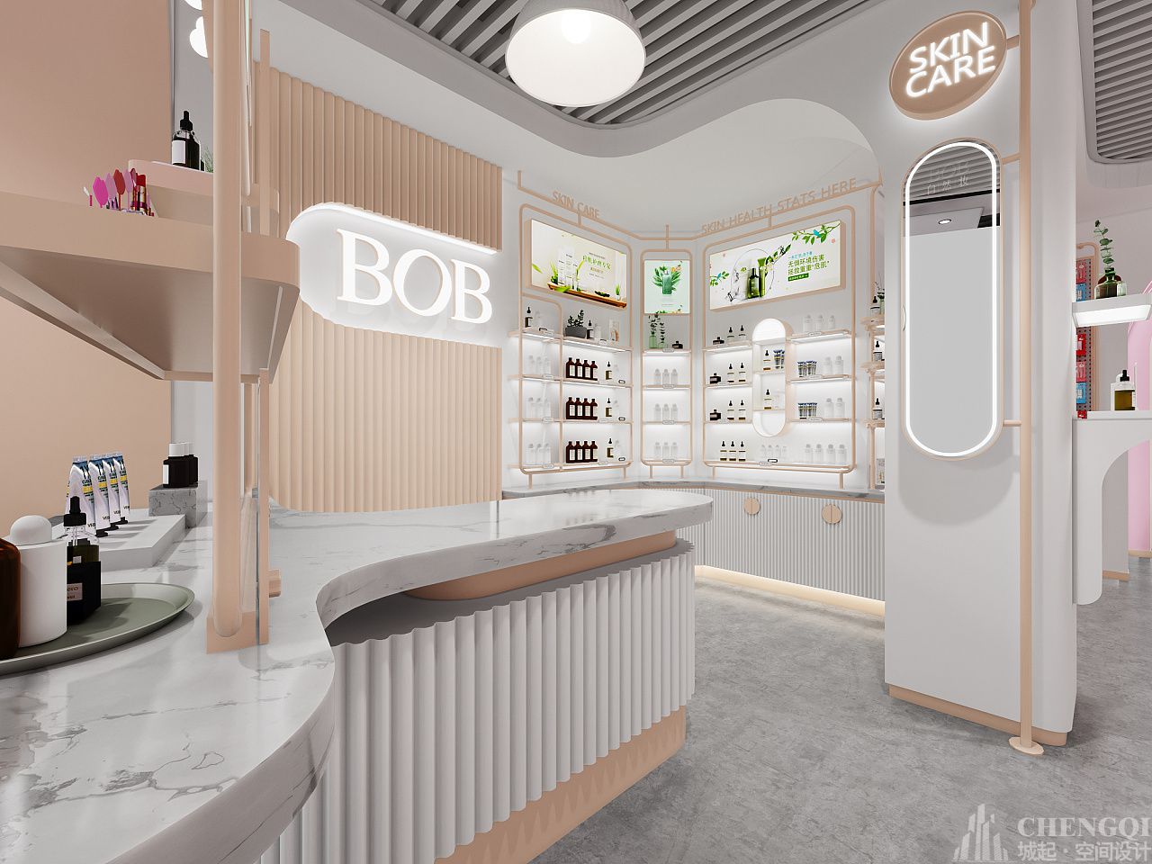 化妆品店空间设计布局图,化妆品店设计图片