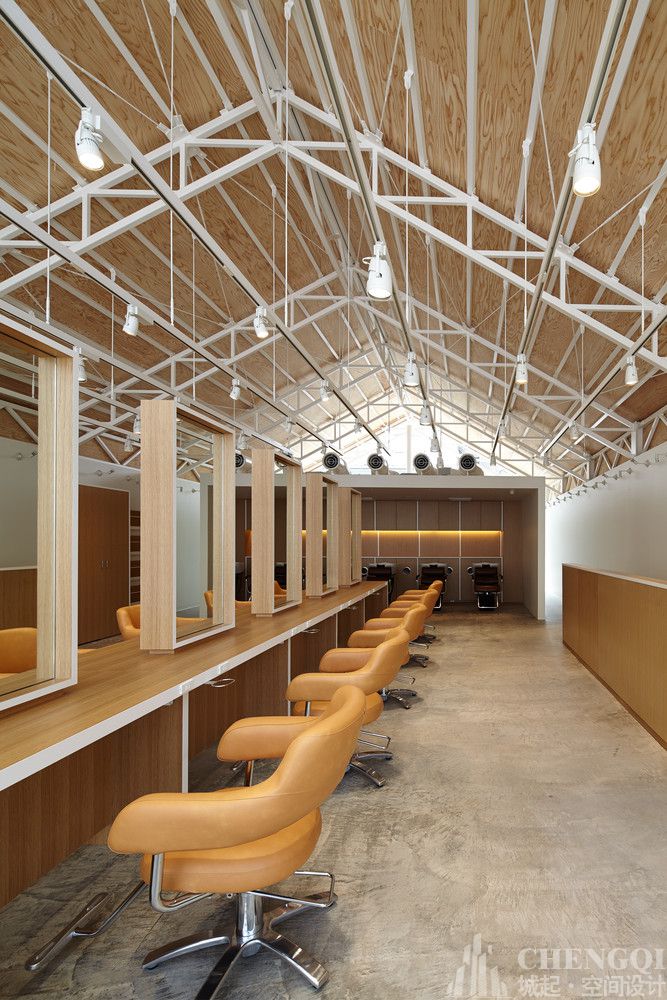 理发店装饰案例图,理发店装修设计布局图