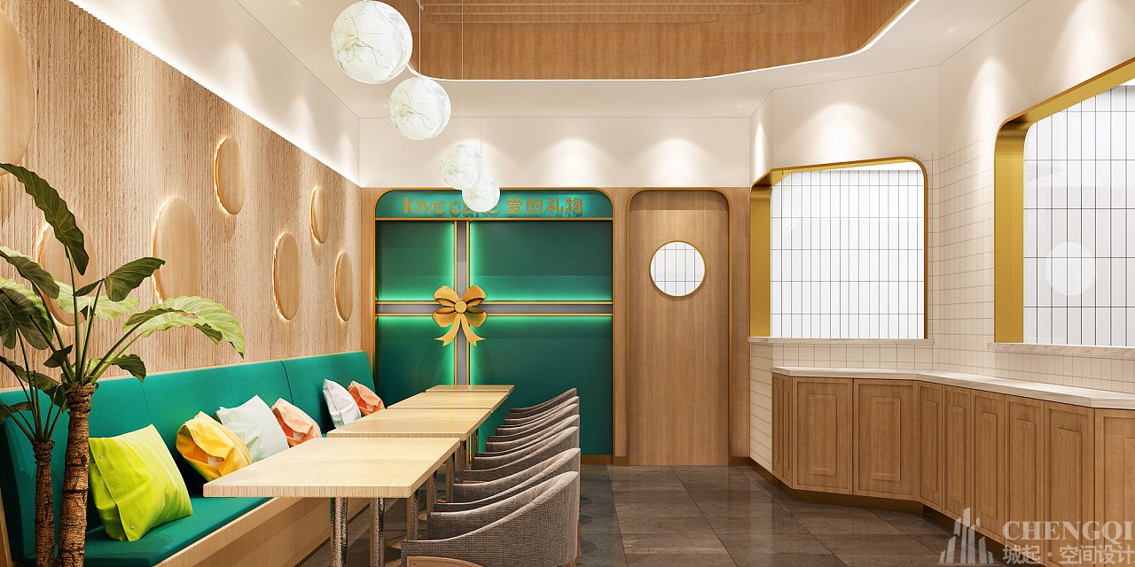 蛋糕店空间设计效果图,蛋糕店装饰设计实景图