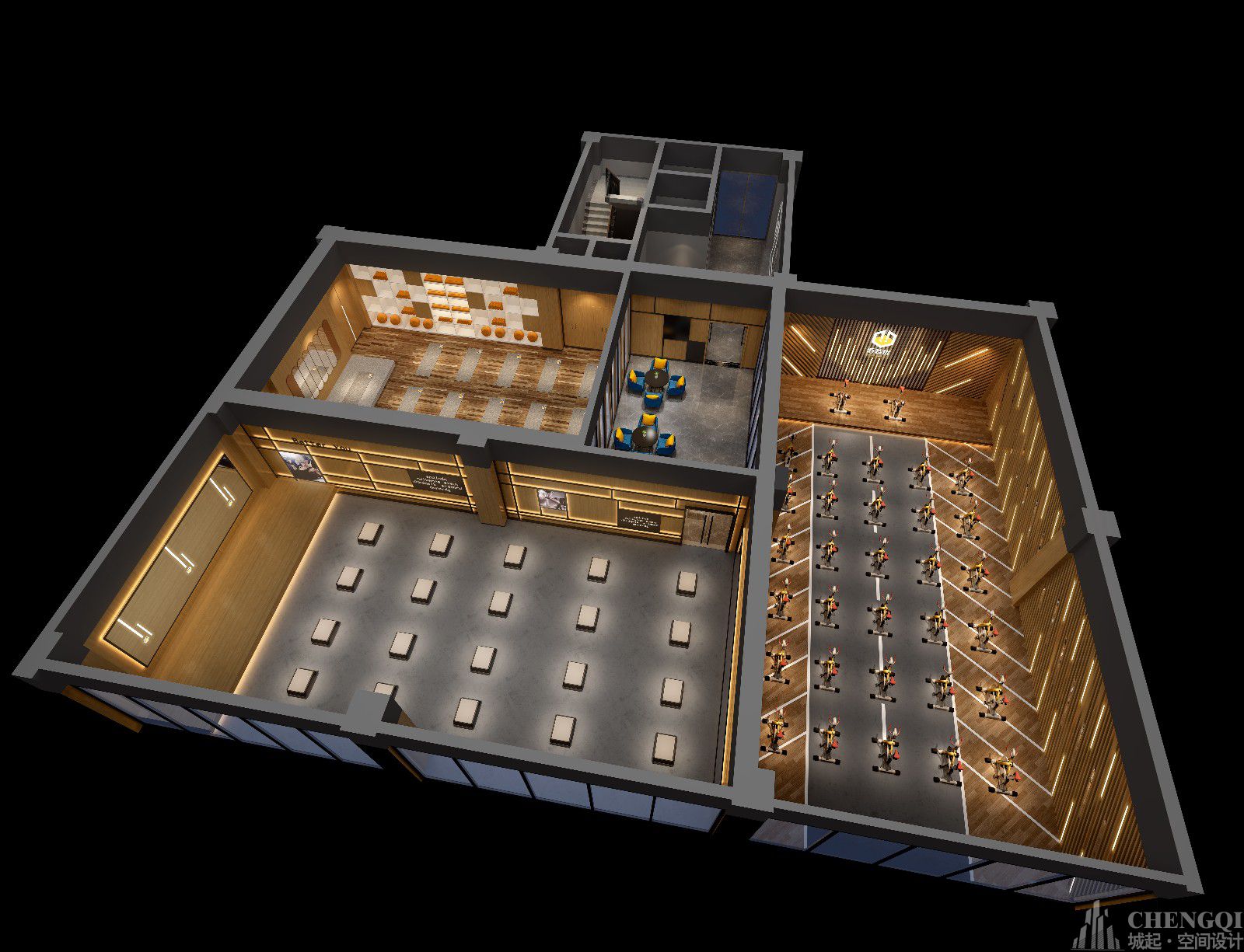 健身房设计效果图,健身房装饰实景图