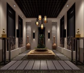 足浴店室内隔断帘装修效果图片