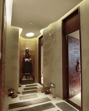 现代养生馆商铺店面门头装饰装修实景图