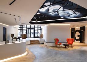 180平米办公室前台背景墙装修效果图片