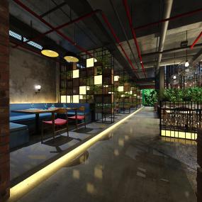 火锅店门面室内隔断装修效果图大全