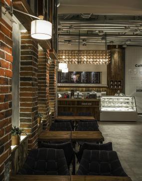 咖啡厅门面室内吧凳装修效果图片