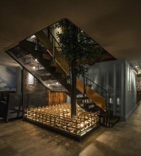 咖啡厅褐色地砖装修效果图片