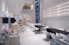 小型美甲店室内简约吊灯装修效果图片