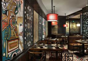 火锅店大厅拼花地砖装修效果图