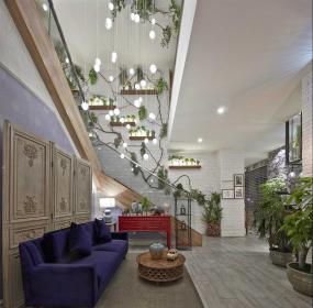 最新混搭风格火锅店大厅装修效果图