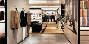 美式风格室内服装店装修货架图片