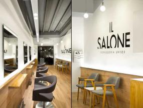 黑白风格美发店装修灯效果图