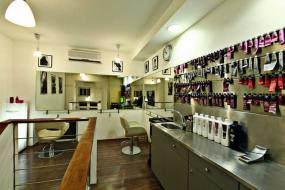 高档美发店暗花地砖装修效果图片