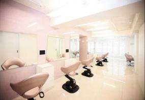 高端美发店浅黄色木地板装修效果图片