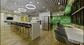 现代办公室办公桌植物设计图