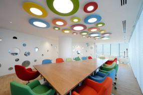 现代办公室布置射灯装修效果图片