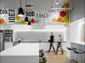 办公室走道浅色木地板效果图