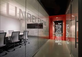 上海小型会议室背景墙装修效果图