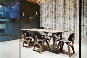 现代风格厂房办公室压纹壁纸效果图