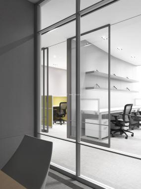 简单办公室铝合金玻璃隔断装修图