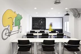 学校会议室室内背景墙设计效果图