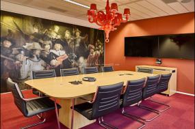 中式会议室石材墙面装修效果图片