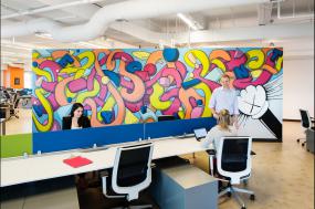 时尚现代办公室隔断式办公桌效果图