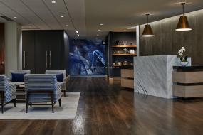 高端简约办公室前台装修效果图