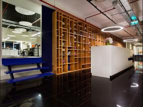 简约办公室前台装修高清效果图