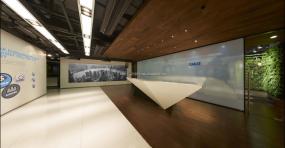 高端广告公司前台装修效果图