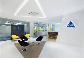 生物科技公司前台装修装潢效果图