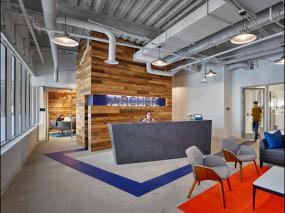 传媒文化公司前台装修设计效果图片