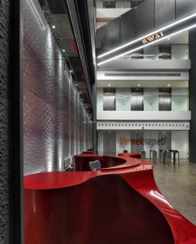 体育运动公司前台装潢设计图