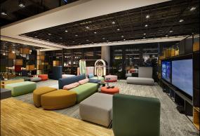 办公室环保强化木地板装修方案效果图