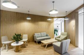 高档办公室瓷砖木地板装修图片