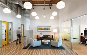 办公室仿木地板瓷砖装饰设计效果图