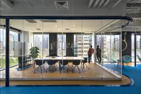 办公室多层实木地板装修方案效果图