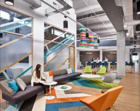 办公室榆木地板设计装饰效果图片