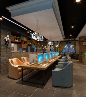 最新电竞网咖设计装修图片