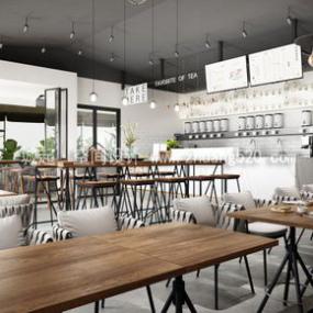 最新简约风格奶茶店设计装饰效果图