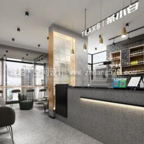 简约风格奶茶店设计装修效果图片