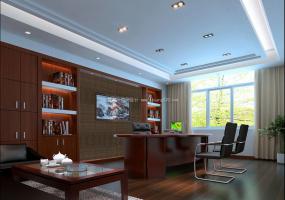 现代简约中式办公室室内装修图