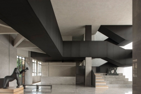 深色办公室装修效果图